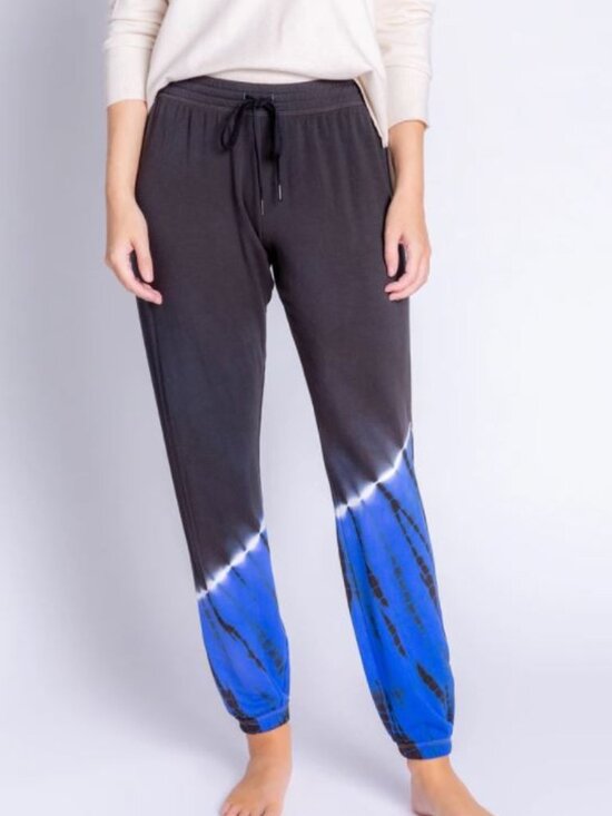 PJ Salvage Pants - P.J. Salvage Lounge Pant in Cobalt & Black - M